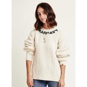 Clare V x Monoprix Charmant Wool Cable Knit Sweater Pullover Cream Medium